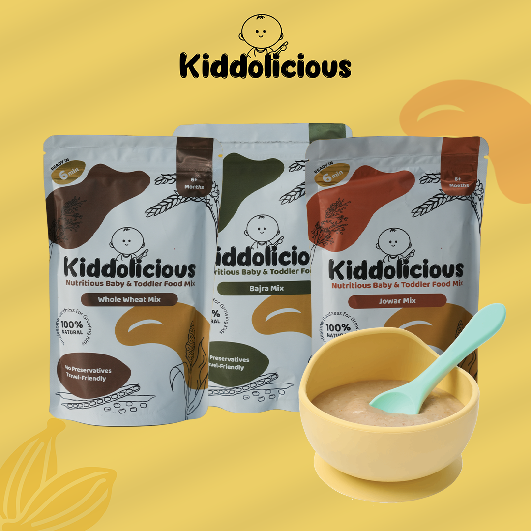 Whole Wheat, Bajra, Jowar porridge mix for babies - Kiddolicious