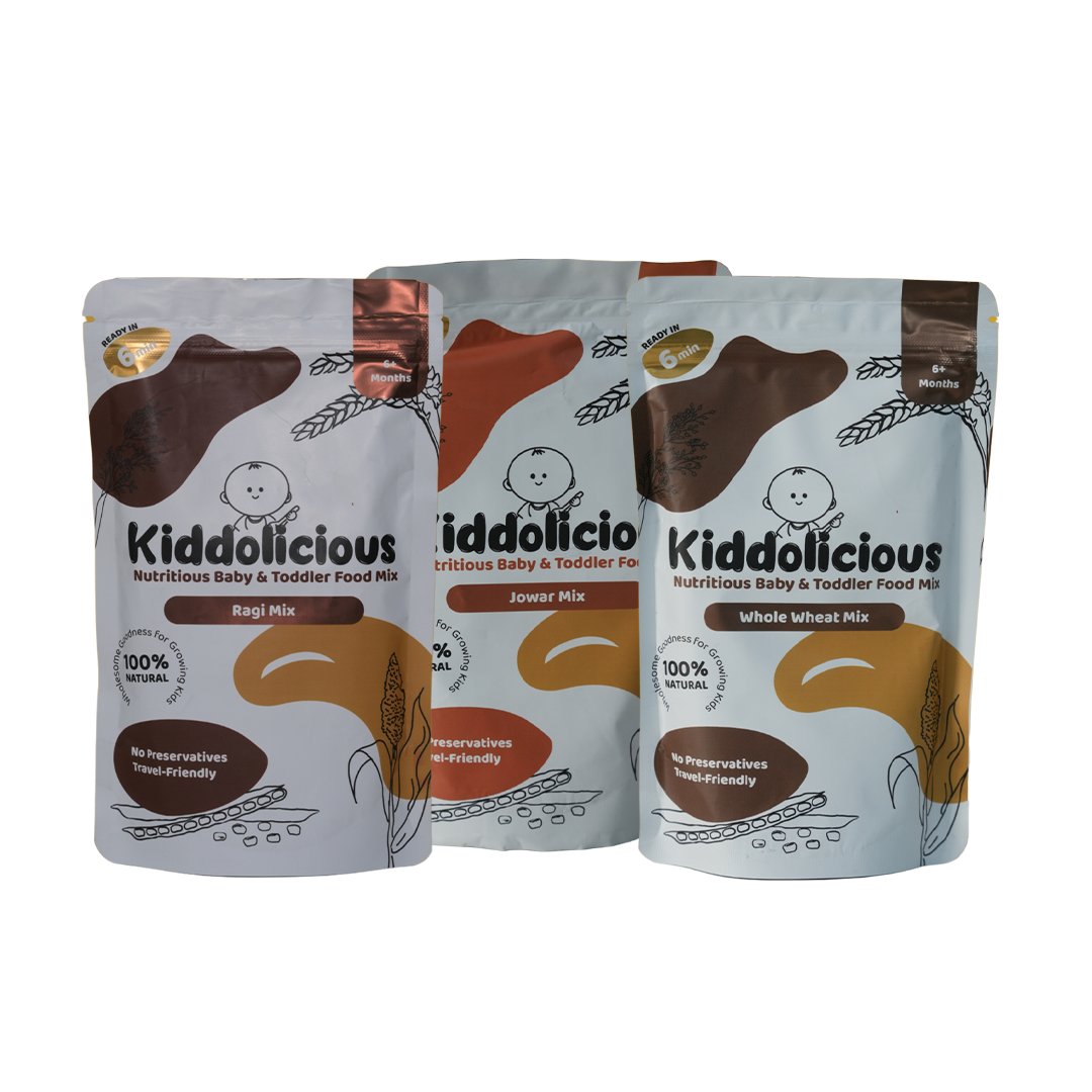 Ragi - Jowar - Whole Wheat Porridge Mix Combo for Babies 6+ Months (200gm x 3)