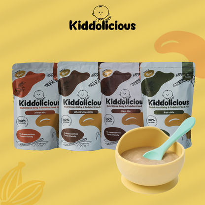 Jowar, Whole wheat, Ragi, Bajra Porridge Mix for Babies - Kiddolicious