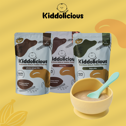 Ragi - Whole Wheat - Bajra Porridge Mix Combo for Babies 6+ Months (200gm x 3)