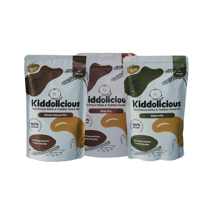 Ragi - Whole Wheat - Bajra Porridge Mix Combo for Babies 6+ Months (200gm x 3)
